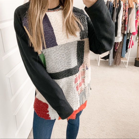 By Walid Sweaters - By Walid Patchwork Wool Blend Pullover Sweater